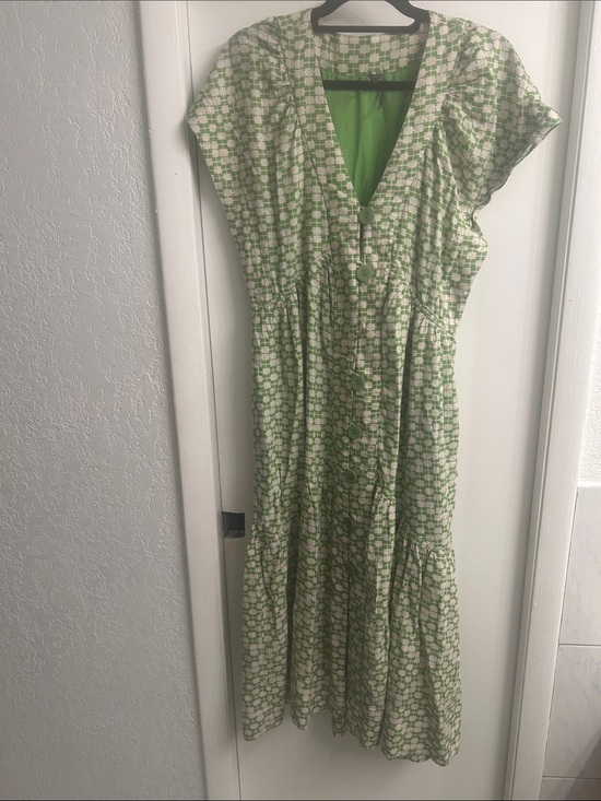 Anthropologie Dresses & Skirts - Anthropologie Green and White Floral Button-Front Maxi Dress